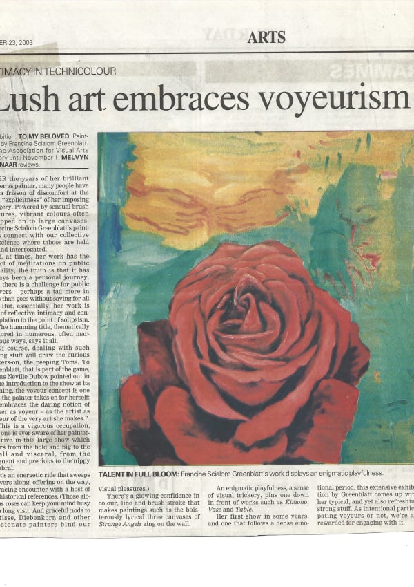 Lush Art embraces voyeurism, C Times. Melvyn Minnaar