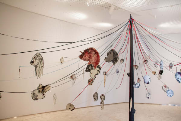 Installation view: Nancy Spero: Acts of Rebellion, Lillehammer Art Museum, Norway, September 12, 2020–January 24, 2021. Photo courtesy of Lillehammer...