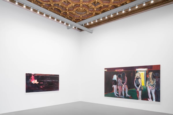 Marlene Dumas, (from left to right) Red Moon, 2007, De Ying Foundation; The Visitor, 1995, Private collection. Installation view, Marlene...