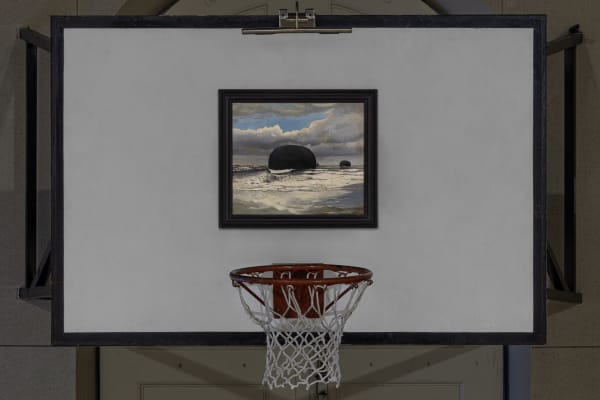 Fiona Banner aka The Vanity Press, Capitalist, Capitalist, Capitalist, (ellipsis), 2022 Oil on found painting, frame 50 × 57.5cm. Installation...