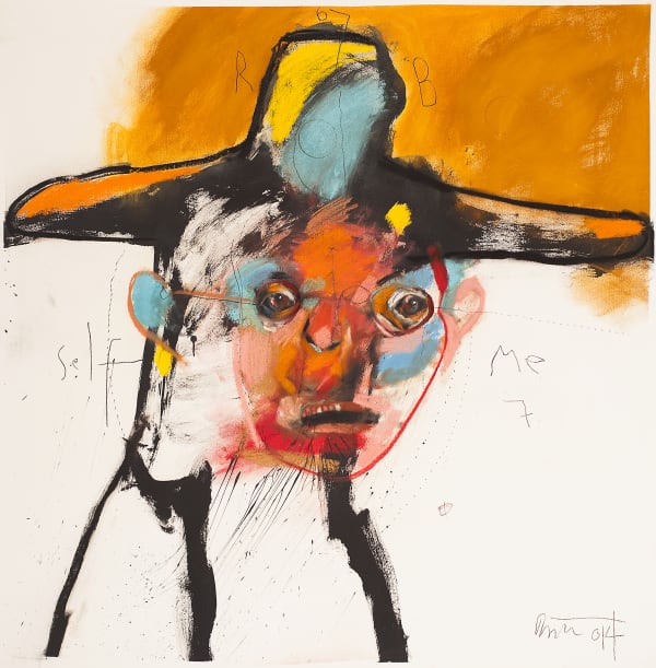 Self in Monet’s Hat, 2014 pastel, tempera, graphite on paper 44.5 x 44.5 in