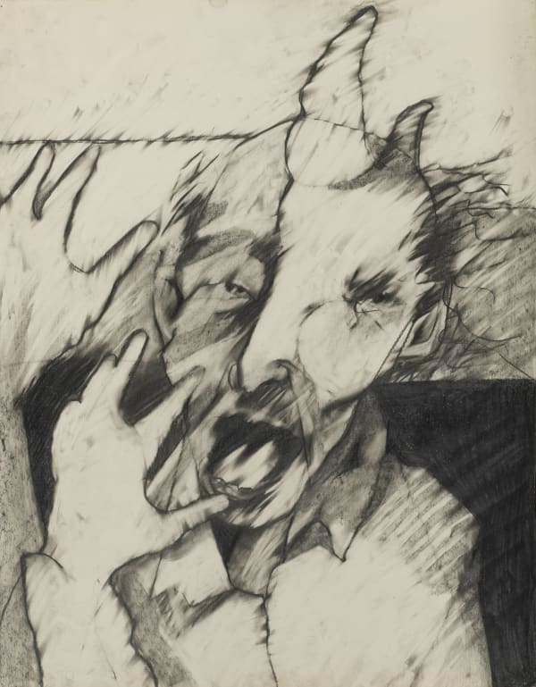 Rick Bartow, Rhinoceros, 1979-1980, graphite on cotton rag paper, 24 x 19 in