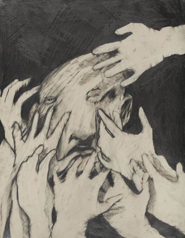 Rick Bartow, Death by Adulation, ca. 1980-1981, graphite on cotton rag paper, 24 x 19 in