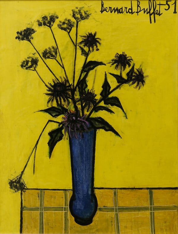 Bernard BUFFET, Bouquet sur fond jaune, 1951