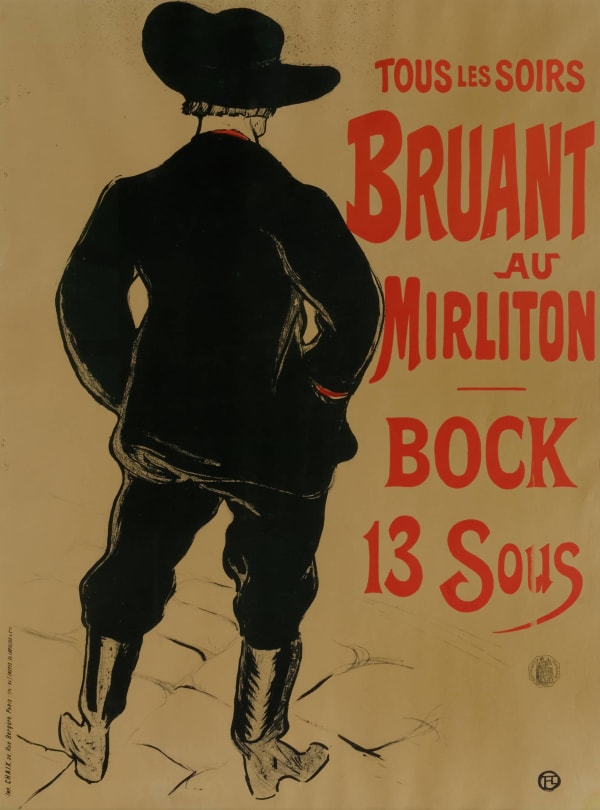 Henri de TOULOUSE-LAUTREC, Tous les soirs Bruant au Mirliton - Bock 13 sous, 1893