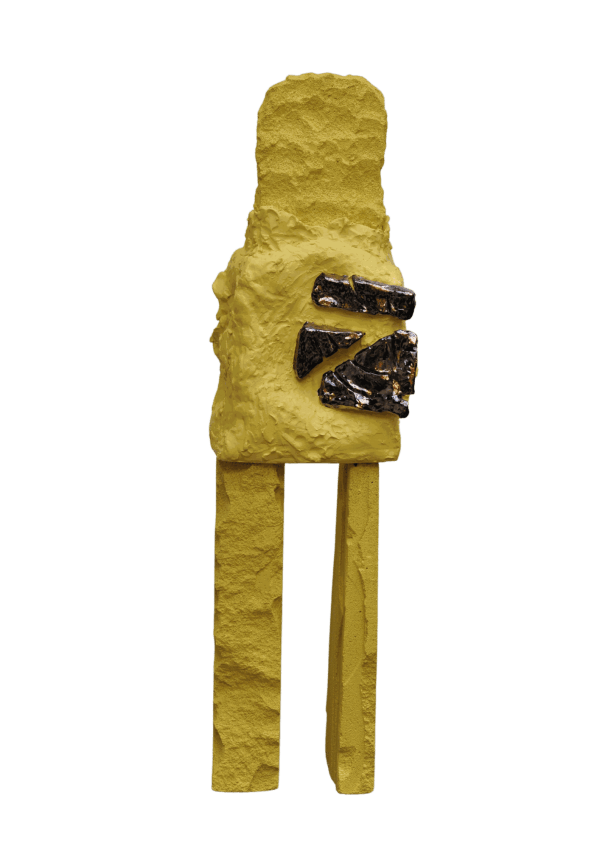 Elles s'écrasent (jaune) II, 2022 Ceramic, cellular concrete and paint 106 x 27 x 28 cm