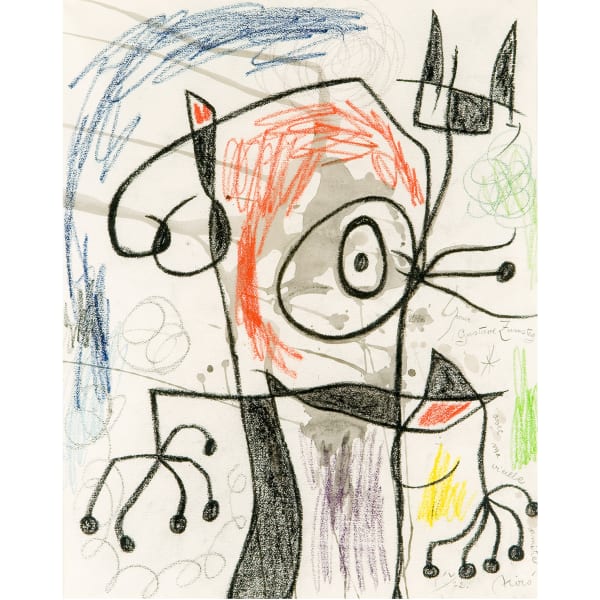 Joan Miró Personnage II, 1967-72 Watercolour and wax crayon on paper Aquarelle et crayon de cire sur papier 25 1/4 x 20 in 64 x 51 cm