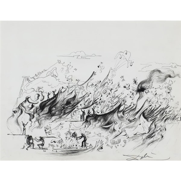 sALVADOR DALÍ WHAT THE COUNTRYSIDE WILL LOOK LIKE IN 1987, 1937 Pen and ink on paper Stylo en encre sur papier 10 1/2 x 14 1/2 in 26.7 x 36.8 cm