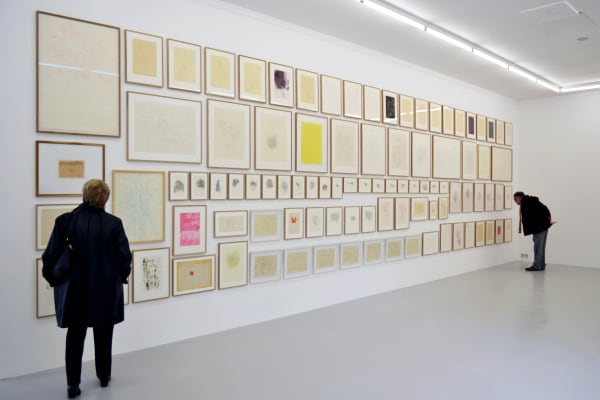 Vue de l'exposition Contrepoint , Gérard Traquandi & la Donation Albers-Honegger Gérard Traquandi, ensemble de 92 dessins , 1988/2018 Courtesy de l'artiste, Galerie Laurent Godin, Paris et Galerie Catherine Issert, Saint-Paul-de-Vence © photo eac.© Adagp, Paris 2019