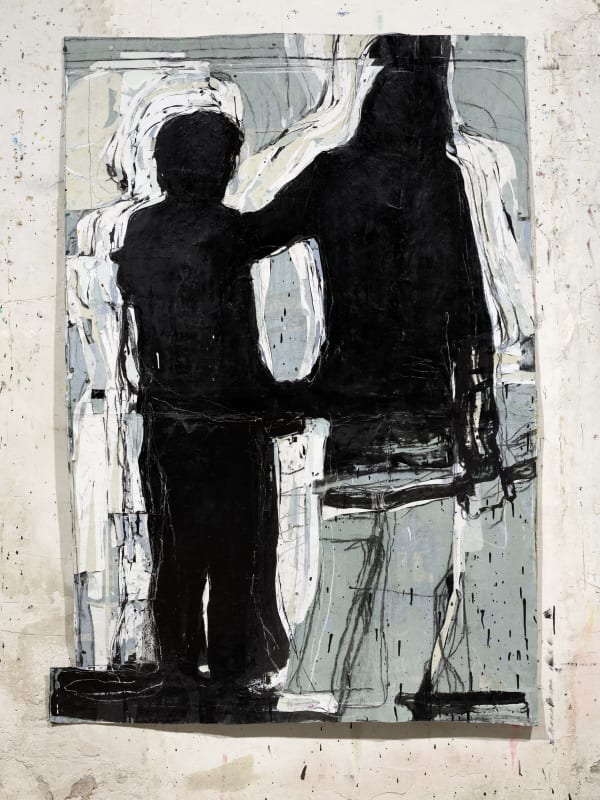 Jean Charles BLAIS, début (8 12 20), 2020, Peinture à l'huile sur affiche arrachées, 178 x 126 cm. Courtesy de l'artiste et de la galerie Catherine Issert. © François Fernandez.