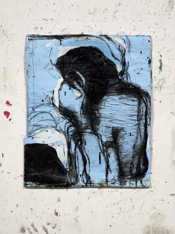 Jean Charles BLAIS, fin, 2021, Peinture à l'huile sur affiche arrachées, 66 x 64 cm. Courtesy de l'artiste et de la galerie Catherine Issert. © François Fernandez.