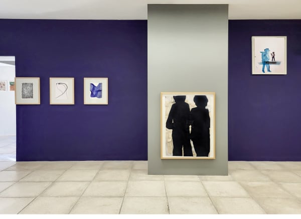 Vue de l'exposition "Collection de dessins", 2022 -- De gauche à droite : Thomas MÜLLER, Jean Charles BLAIS, Denis CASTELLAS