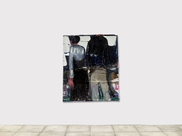 Jean Charles BLAIS, enfin, 2021, Peinture à l'huile et craie sur affiches arrachées, 157 x 133 cm. © François Fernandez