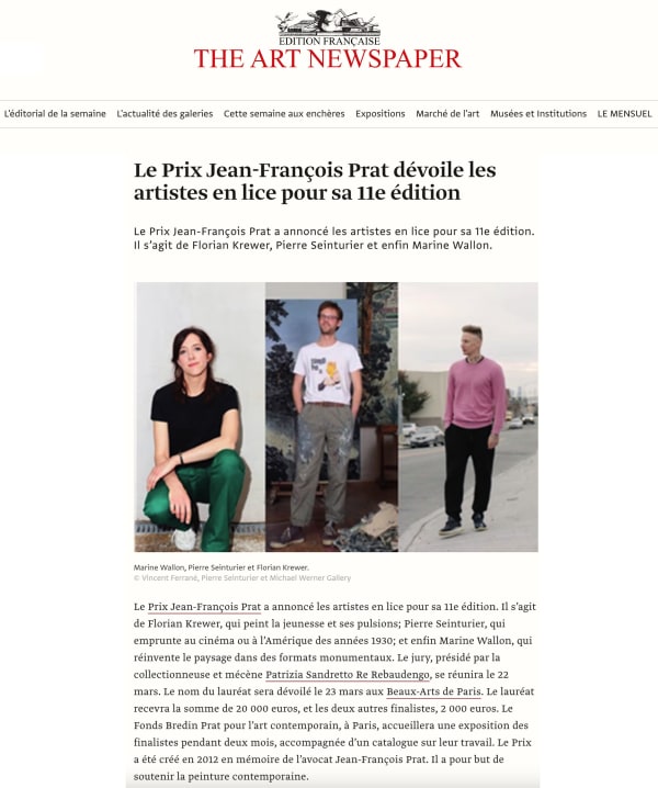 Marine WALLON - THE ART NEWSPAPER