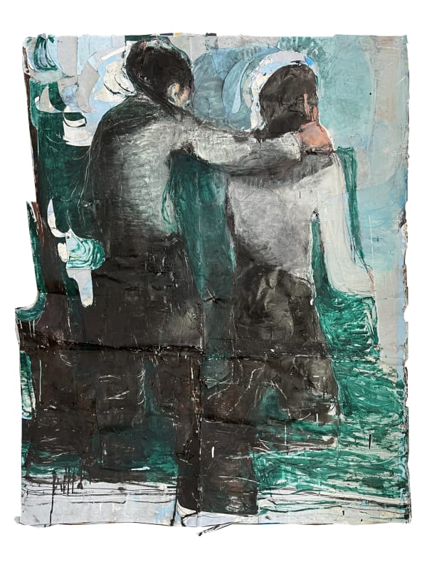 Jean Charles BLAIS, Sans titre, 2021, Huile sur affiche arrachées, 150 x 130 cm. Courtesy de l'artiste et de la galerie Catherine Issert