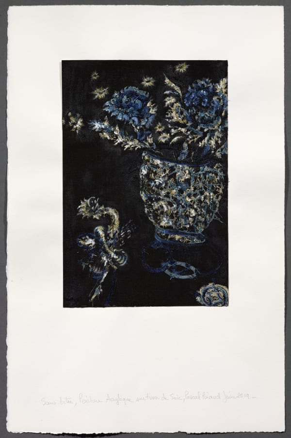Pascal PINAUD, Sans titre, Juin 2019, Acrylique sur tissu Japon sur papier Arches, 59,5 x 42 x 3,5 cm. Courtesy de l'artiste et de la galerie Catherine Issert