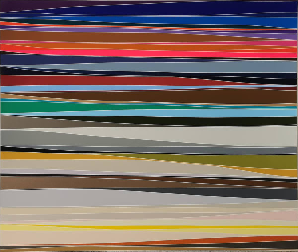 Xavier THEUNIS, Sans titre (Paysage #139), Adhésif verni sur aluminium thermolaqué, cadre inox, 64,5 x 74,5 x 3,5 cm. Courtesy de l'artiste et de la galerie Catherine Issert
