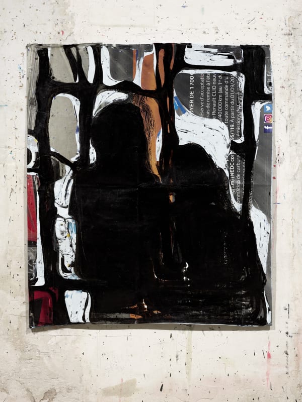 Jean Charles BLAIS, sans titre (12 3 21), 2021, Peinture à l'huile sur affiches arrachées,145 x 127 cm. Courtesy de l'artiste et de la galerie Catherine Issert. © François Fernandez.