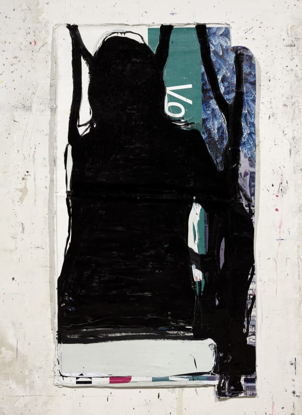 Jean Charles BLAIS, encore (12 4 21), 2021, Peinture à l'huile sur affiches arrachées, 168 x 90 cm. Courtesy de l'artiste et de la galerie Catherine Issert. © François Fernandez.