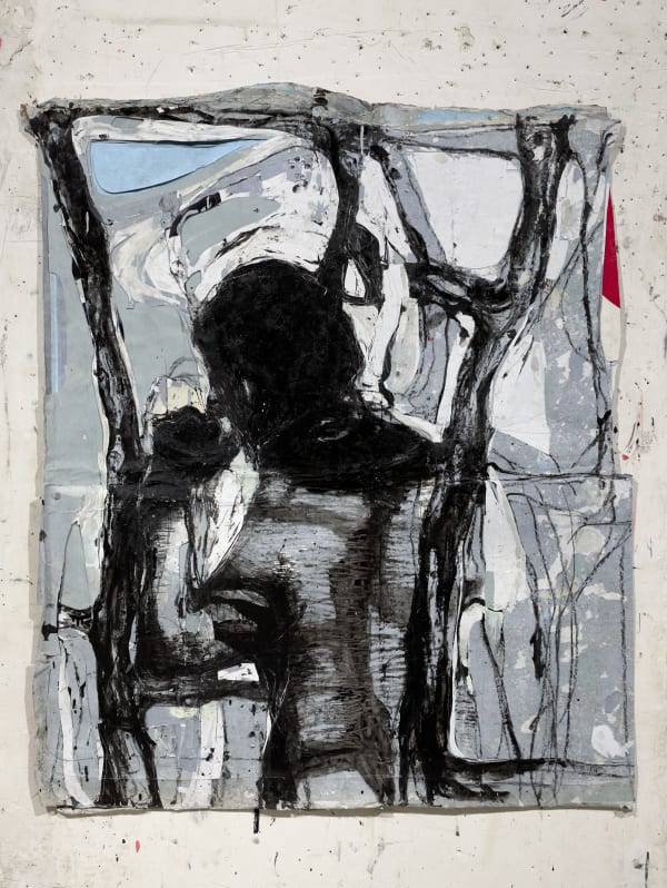 Jean Charles BLAIS, degalévy, 2021, Peinture à l'huile sur affiches arrachées, 127 x 108 cm. Courtesy de l'artiste et de la galerie Catherine Issert. © François Fernandez.