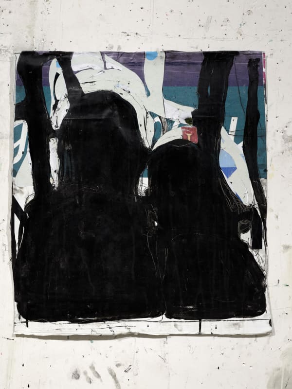 Jean Charles BLAIS, encore (27 11 20), 2020, Peinture à l'huile sur affiches arrachées, 75 x 68 cm. Courtesy de l'artiste et de la galerie Catherine Issert. © François Fernandez.