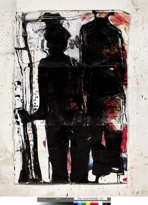 Jean Charles BLAIS dOcteuR de SotO, 2021 Peinture à l’huile et craie sur affiches arrachées 187 x 126 cm Courtsey de l'artiste et de la galerie Catherine Issert © François Fernandez