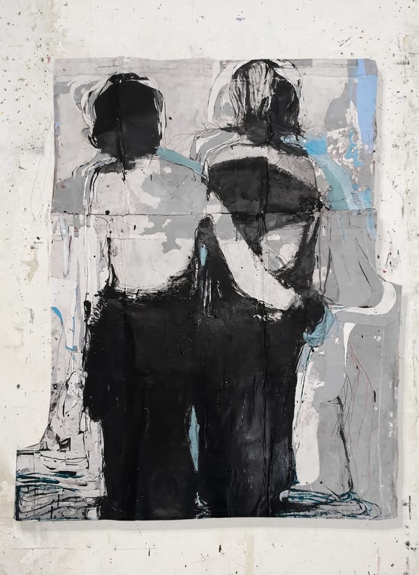 Jean Charles BLAIS Sans Titre, 2021 Peinture à l’huile et craie sur affiches arrachées 171 x 144 cm Courtesy de l'artiste et de la galerie Catherine Issert