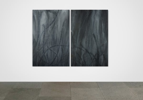 Tsang Kin-Wah Either / Or (black) No. 3 & No. 4 (2018) Ink and Acrylic on Linen 183 x 122 x 5 cm each