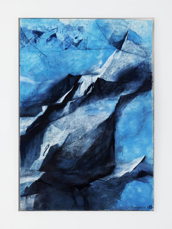 Wang Gongyi Blue Sierra, 2021 Watercolor, Gouache, Pastel and Mineral Pigment on Suzhou Pi Xuan Paper 211 x 148 cm