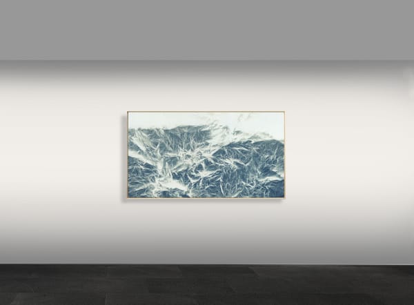 Wrinkled Texture 107 (2021) Unique Cyanotype on Xuan Paper 88.5 x 157 cm