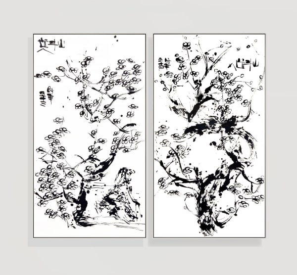 Wesley Tongson Plum No. 631 (left) Plum No. 750 (right) Ink on Paper, 177.8 x 96.5 cm (each), 2010-2011