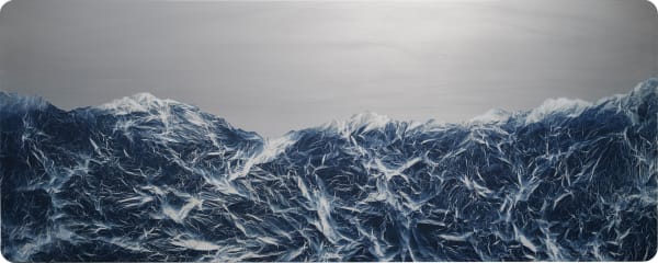 Wu Chi-Tsung Cyano-Collage 106 Cyanotype, Xuan Paper, Acrylic Gel, Mounted on Aluminum Board, 90 x 225 cm, 2021