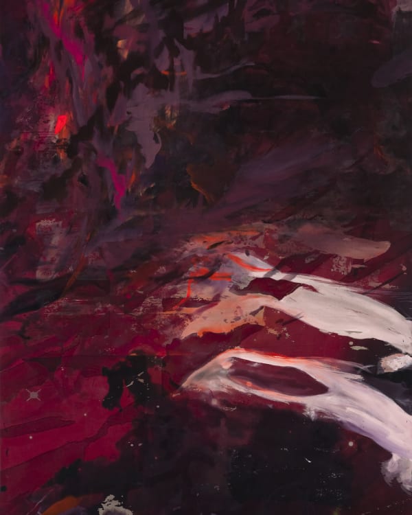 Michael Müller The Given Day (detail) 2021–2022 Acrylic, gesso and lacquer on printed Belgian linen © Studio Michael Müller