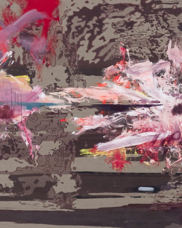 Michael Müller The Given Day (detail) 2021–2022 Acrylic, gesso and lacquer on printed Belgian linen © Studio Michael Müller
