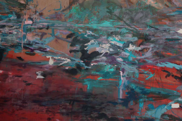 Michael Müller The Given Day (detail) 2021–2022 Acrylic, gesso and lacquer on printed Belgian linen © Studio Michael Müller