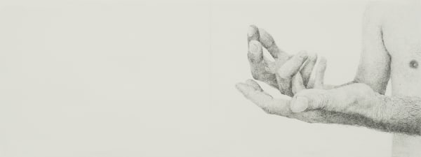Michael Müller सैंडक्रैपे मुद्रा (Saindakraipe Mudra) 2021 Pencil on paper and adhesive tape 30 x 80 cm © Studio Michael Müller