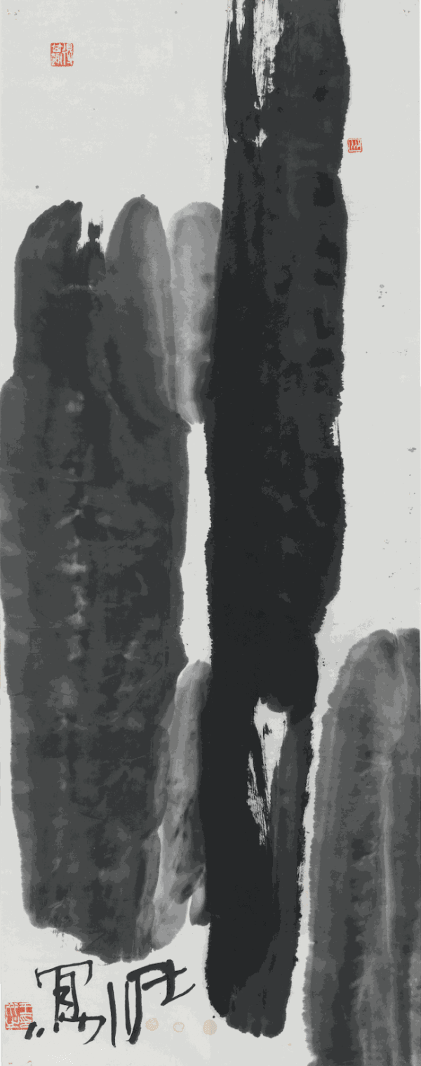 "1985 No.20" (1985) Ink on Xuan Paper 136 × 54cm