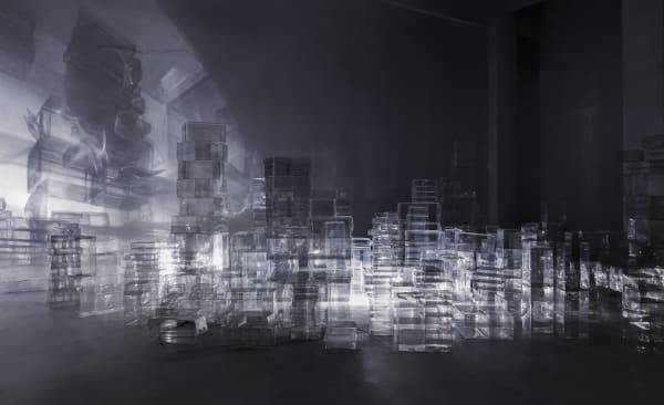 Wu Chi-Tsung Crystal City, 2022 Installation (Track, Motor, LED, Plastic) Dimensions Variable