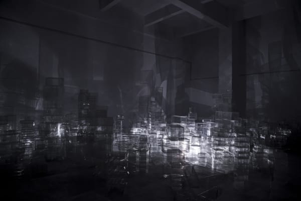 Wu Chi-Tsung Crystal City, 2022 Installation (Track, Motor, LED, Plastic) Dimensions Variable
