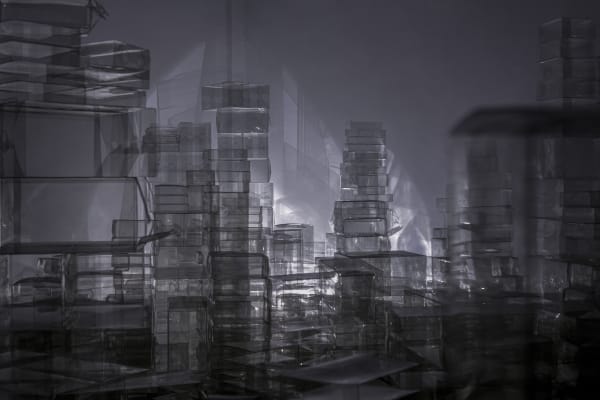 Wu Chi-Tsung Crystal City, 2022 Installation (Track, Motor, LED, Plastic) Dimensions Variable
