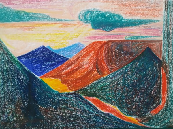 Xiao Jiang Mountains Views 1 (2023) Oil Stick on Paper 50 x 70 cm