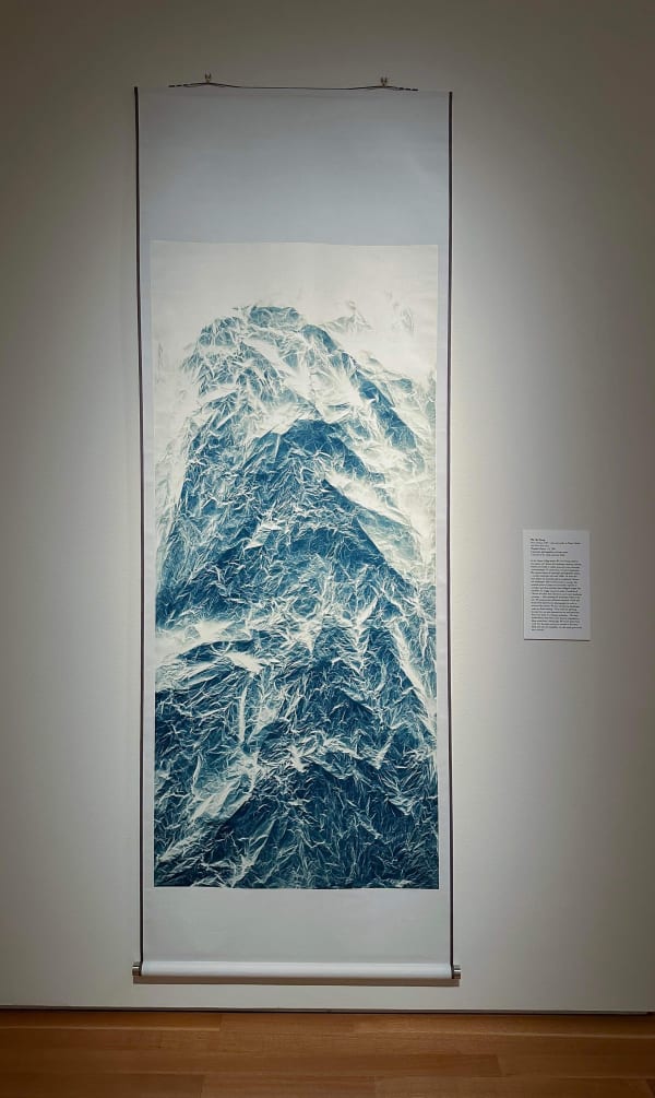 Wu Chi-Tsung Wrinkled Texture 113 (2021) Unique Cyanotype on Xuan Paper 210 x 94 cm