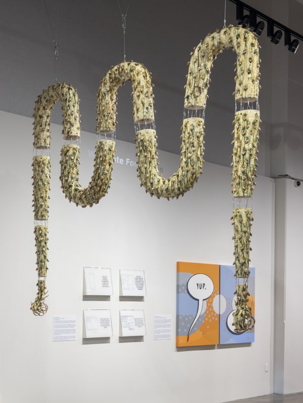 Cathy Lu Nuwa's Hands (2022) Ceramic, Gold Luster, Steel Cable 256.5 x 213.5 x 25.5 cm