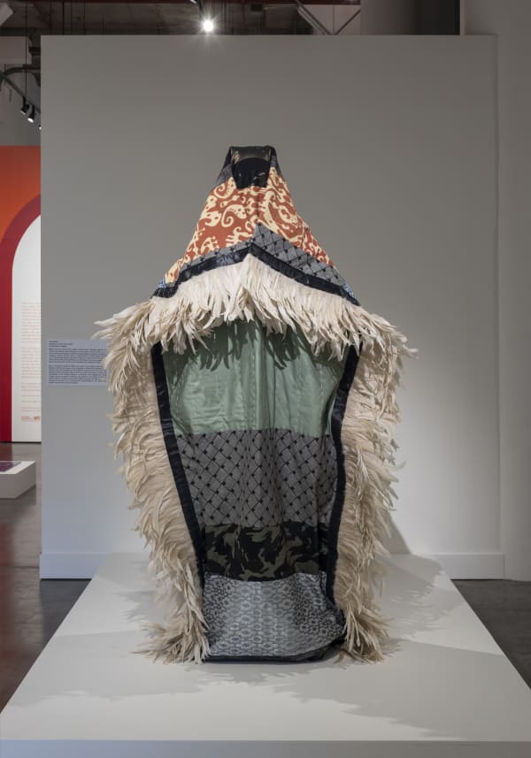 Adia Millett SUN (Quilted Ancestor) (2022) Quilted Fabric, Feathers 101.6 x 101.6 x 198.5 cm