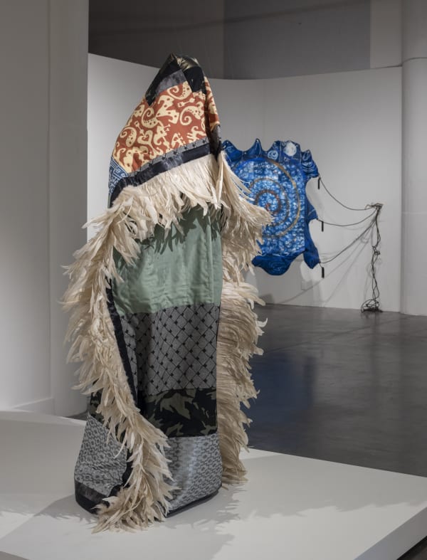 Adia Millett SUN (Quilted Ancestor) (2022) Quilted Fabric, Feathers 101.6 x 101.6 x 198.5 cm