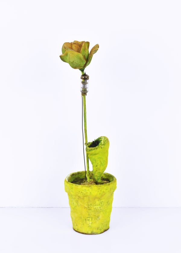 Tetsumi Kudo Souvenir la Mue - For nostalgic purpose - For your living room, 1967 Signed and dated T. KUDO 67 Plastique, resine,cellulose, peinture, terre, ampoule TSF 45 x 12 x 13 cm 17 3/4 x 4 3/4 x 5 1/8 in