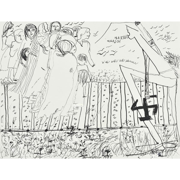 Ceija Stojka Marchez, marchez ! Ouaf ouaf ouaf ! ref 1012, 28/02/2009 Technique mixte sur carton 24 x 32 cm (CST131)