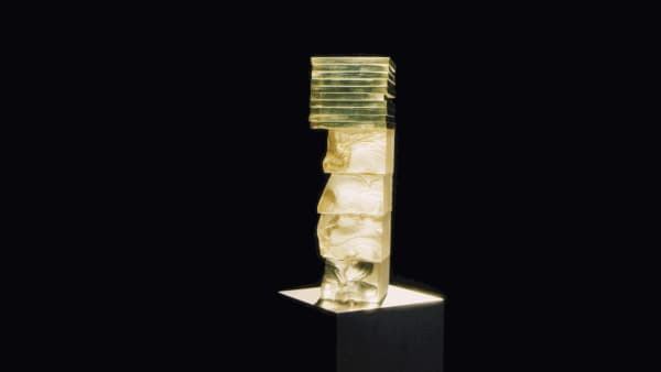 Daniel Pommereulle, Sans titre, 1988 Verre atomique, colle silicone, 47 x 14 x 13,5 cm.