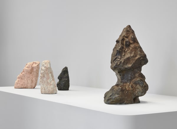 William Tucker. Mask for Pierre, 2022. William Tucker. Mask for Edwin, 2022. William Tucker. Mask for Michael, 2022. Asger Jorn. Contemplazione faticata, 1972 © 2022 Donation Jorn, Silkeborg / Artists Rights Society (ARS), New York / VISDA