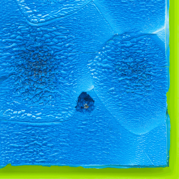 Anita MOLINERO, « Croûûûte criarde » (saison bleue), 2016 (détail) ©Courtesy Galerie Christophe Gaillard